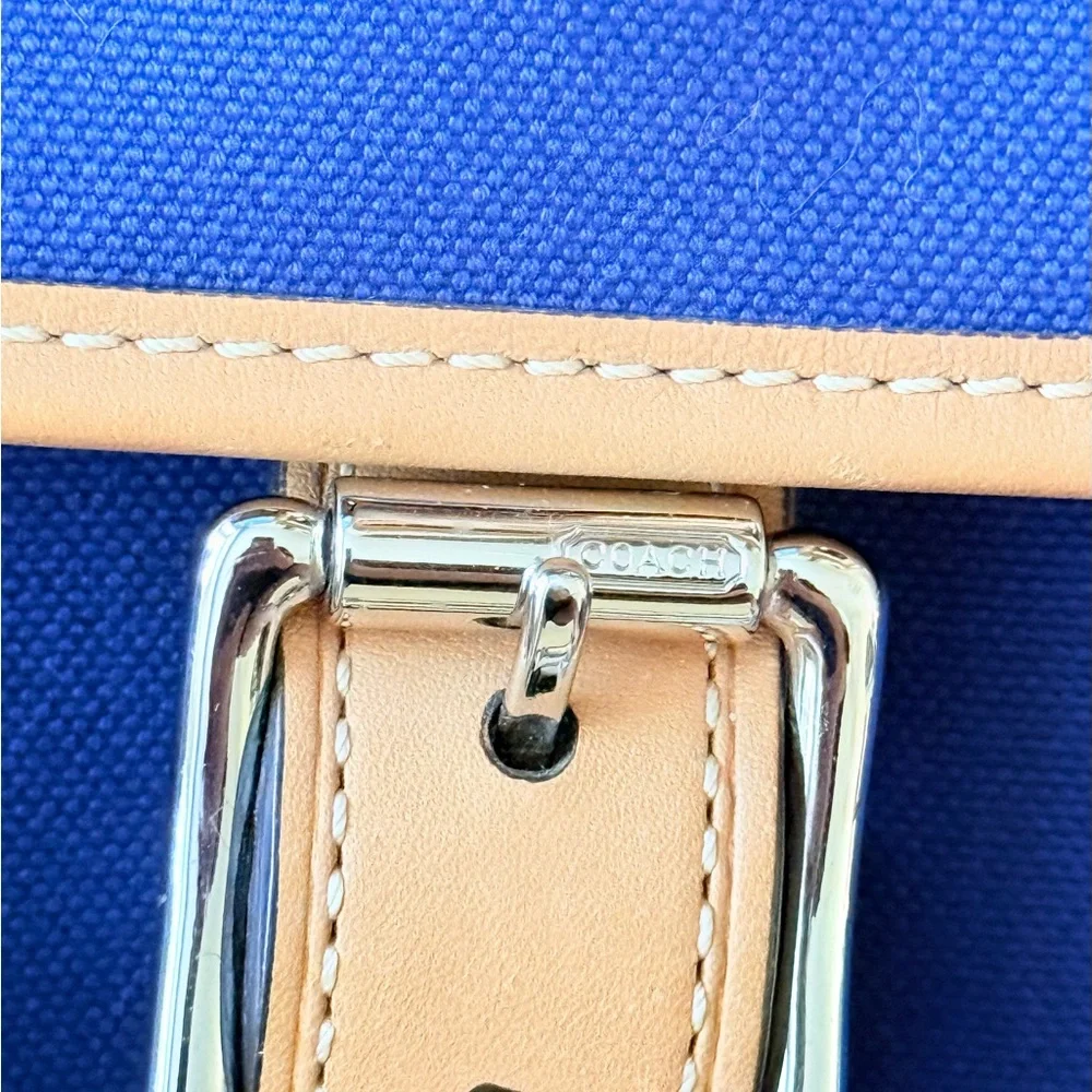 Vintage Coach Voyager Blue Canvas Messenger Bag Stripe